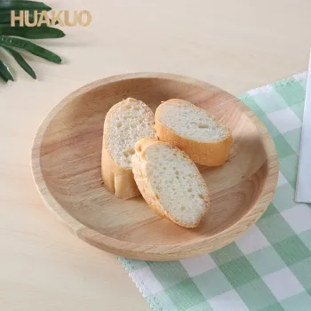 Solid Wood Plate Rubber Wood Dinner Dishes Round Wood Plates