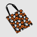 Orange Pumpkin White Ghost Canvas Tote Bag