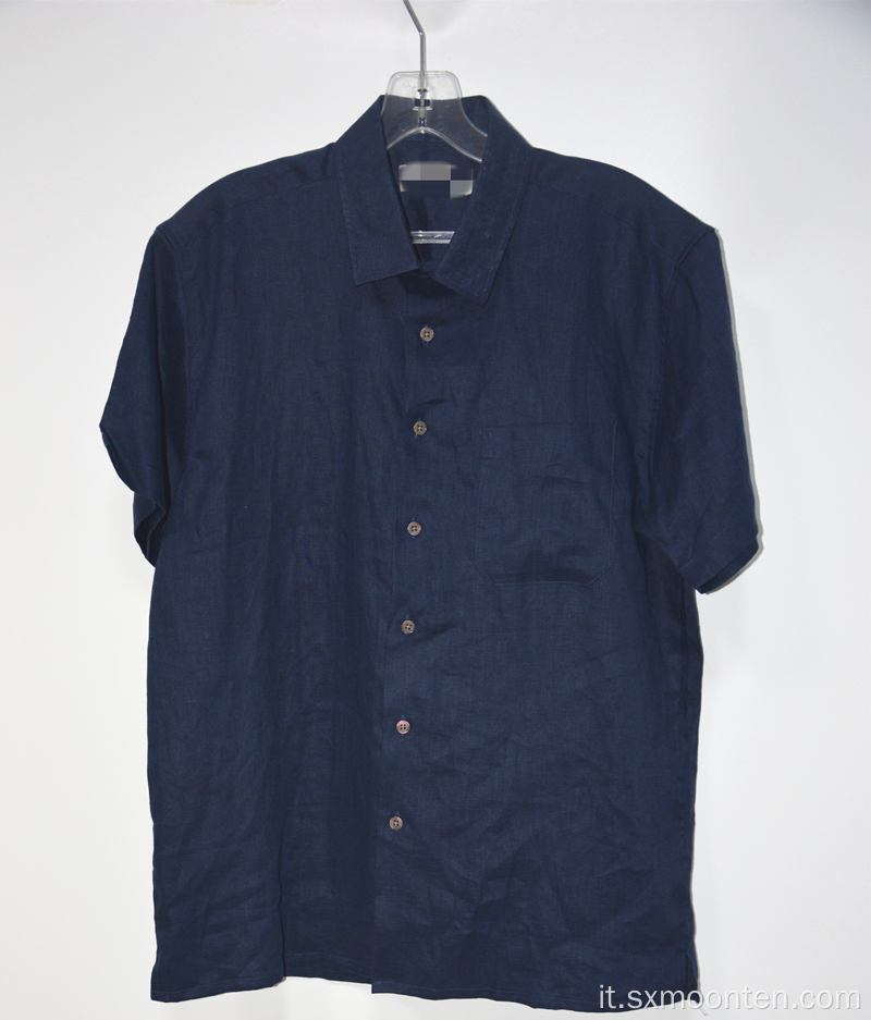 Camicia casual in lino a maniche corte