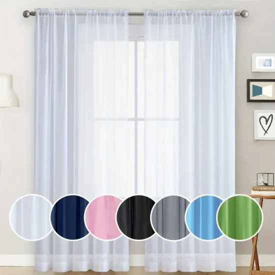 Factory Supply: Natural Terylene Curtains for Living Rooms and Bedrooms - Transparent Finished Gauze Sheer Drapes and Valances