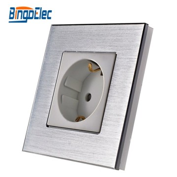 Bingoelec EU Standard 16A Wall Socket with Aluminum Frame and Child Protection for Germany