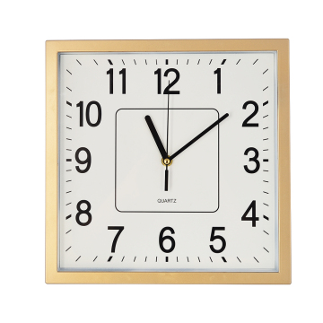 Square Quartz Wall Clock Silent Gold Black