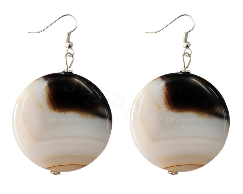 Boucle d&#39;oreille en agate avec pierre naturelle