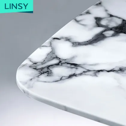 Linsy Italian Marble Dining Table Set with Chairs, Gold Stainless Steel LS147R1-A