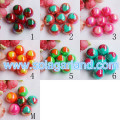 Круглые пластиковые массивные бусины 20 мм AB Bubblegum Heart Beads