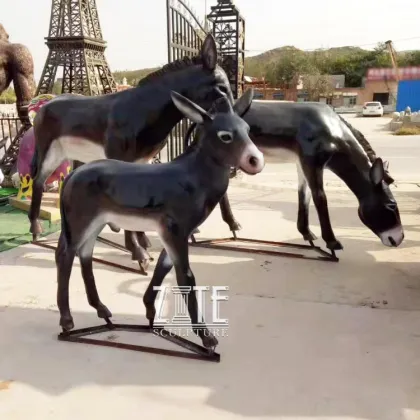 Garden park ornament resin fiberglass animal donkey sculpture statue