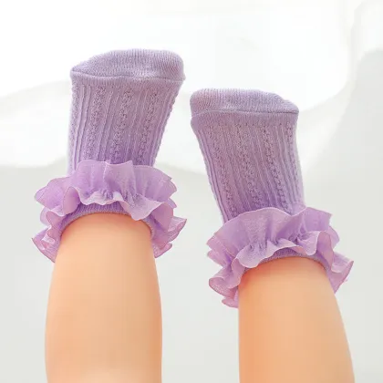 Children's Lace Socks - Spring and Autumn Solid Color Baby Princess Socks