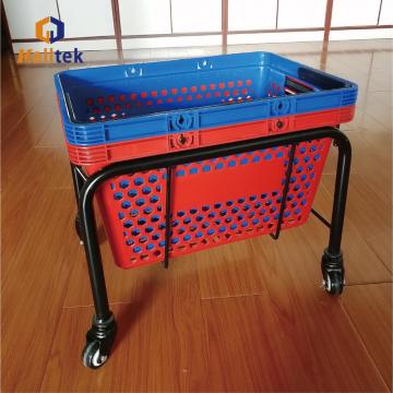 Supermarket Colorful 4wheels Shopping Basket Holder