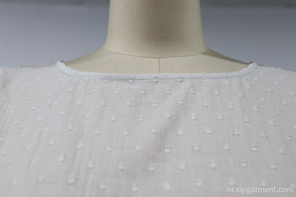 Witte blouse met lange mouwen en ingestopte taille