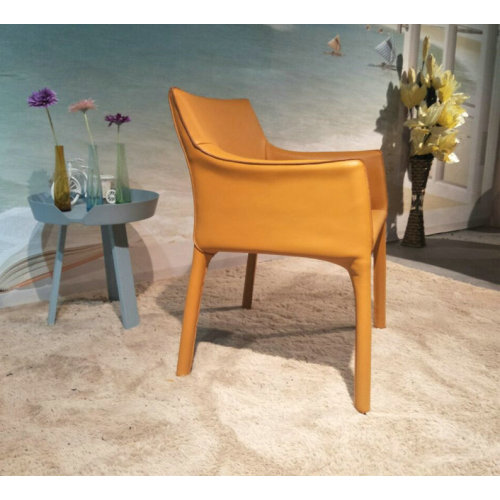 Upholstery saddle leather dining chair by EOOS