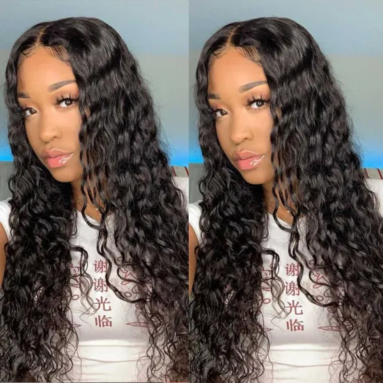 Wholesale 30Inch Brazilian 100% Virgin Human Hair Water Wave HD Lace Frontal Wig Deep Curly Wave Human Hair Wig