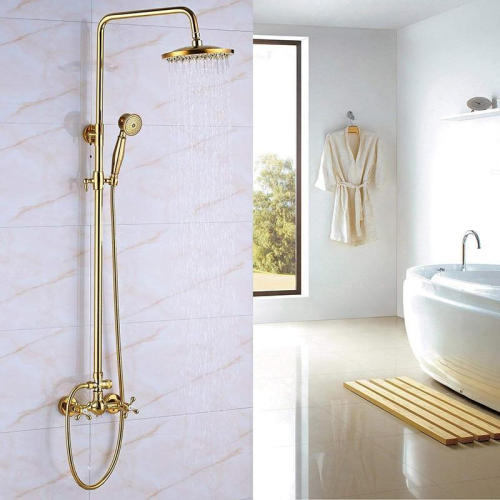 European standard Polish brass rose golden archaize antique 8 Inch Rainfall Shower Handheld Bathroom Wall Mount Shower Fixture