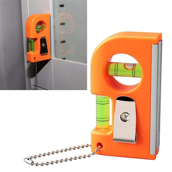 Mini Level Meter Pocket Level Vial Wall Floor Portable Two Bubble Level Meter Metal Chain Hook Construction Tools