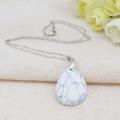 Natural Howlite 28x35MM Waterdrop Pendant Necklace with 45CM Silver Chain