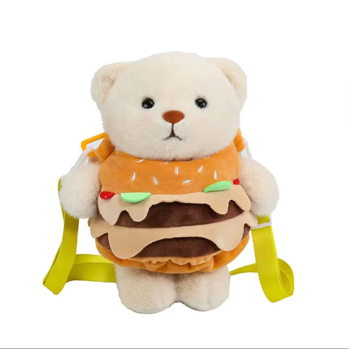 Mochila de hamburguesas de oso blanca de Lena extraíble