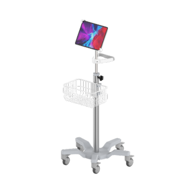 Mobiele medische tabletwagen met monitorstandaard en mand voor ziekenhuizen