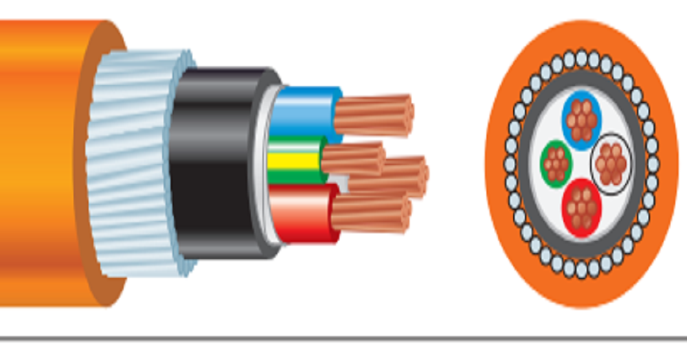 Kabel lapis bundar xlpe 600/1000V 3c+e tembaga 4mm