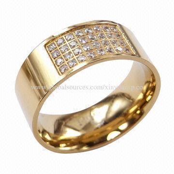 Shiny Zircon Ring with Gold Plating
