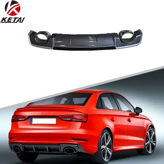 2013-2016 Audi A3 Sedan Normal RS3 Style Rear Bumper Diffuser with Tips