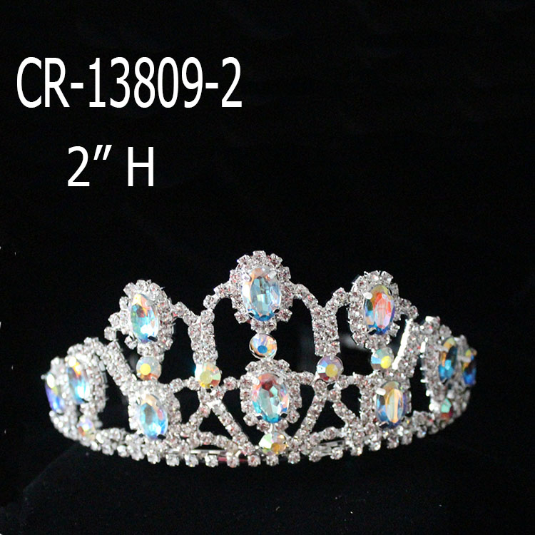 Women Color Diamond Bridal Crown Tall Tiara