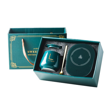 Customized Packaging 55 Degree Smart Constant Temperature Heating Smart Ceramic Electric Charging Cup Coffee Mug