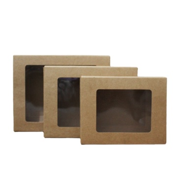 Lower MOQ Brown Kraft Hanging Box with Clear PVC Window for Gift Packaging