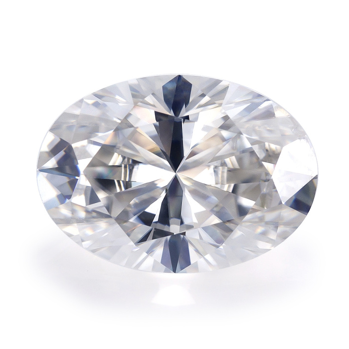 อัญมณี Moissanite สีขาวเจียระไนทรงรีขนาด 10x14 มม