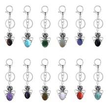 Gemstone 13X18mm Cabs Antique Silver Alloy Spider Pendant Keychain