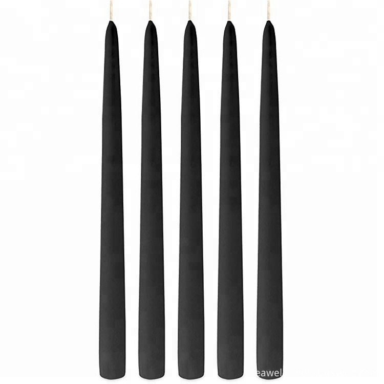 Black Taper Candles 12 Inch Tall Unscented 3