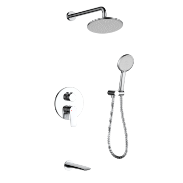 Round Design Single Handle Wall-Mount Bathroom Rain Shower Faucet Set