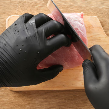 Gants de nitrile de noire noire de qualité alimentaire