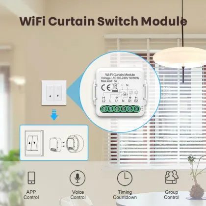 Smart Home WiFi Switch Panel for Electric Roller Shutter Motor & Curtains
