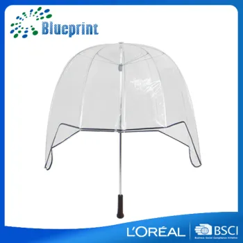 Hat brella clear POE windproof full body helmet umbrella