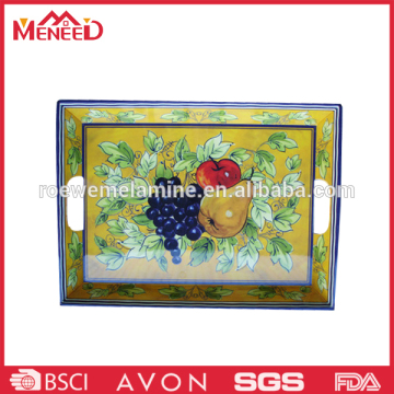 Melamine clear full print plastic rectangular tray