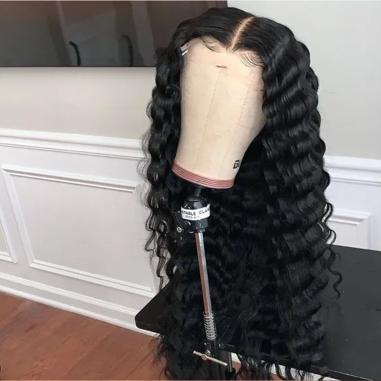 Cheap Wholesale Deep Curly Wave Raw Brazilian Natural Virgin Human Hair Hd Full Lace Front Closure Human Hair Wig With Baby Hair
