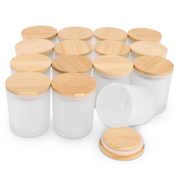 ภาชนะเทียนแก้วขายส่ง: 8oz, 11oz, 10oz, 16oz jars พร้อมฝาไม้ไผ่