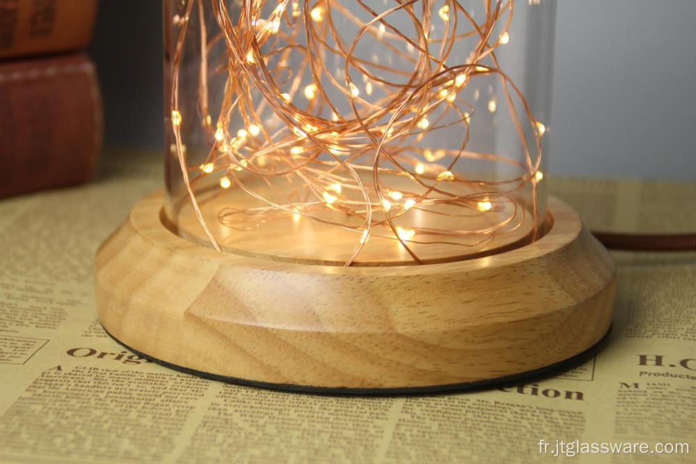 Vitrine de table en verre transparent et bois