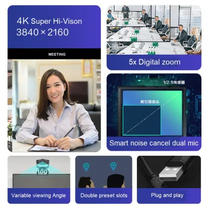 Aoni 4K HD Optic USB Conference Camera with Auto Tracking and Built-in Microphone