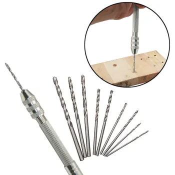 Mini Micro High Precision Aluminum Hand Drill With Keyless Chuck +10pcs Twists Drill Bit Rotary Drill Sheds Storage 0.8-2MM
