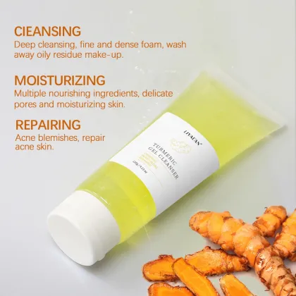 Organic Turmeric Facial Gel Cleanser for Pore Cleansing and Moisturizing