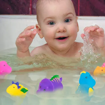 Bath Toys Bathroom Toys For Kids Rubber 6Pcs Silicone Dinosaur Baby Bath Toys Cute Animal Water Bathing Shower Fun Toy #20