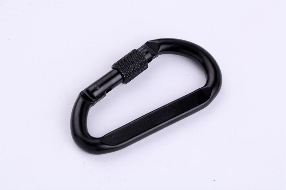 Black Color Dee Shape Strong Carabiner with Screw Lock