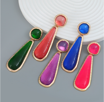 Brave Light Fashion coloré géométrique Big Resin Acrylique Long Boucles d'oreilles pour femmes - Boucles d'oreilles de mariage de mariage