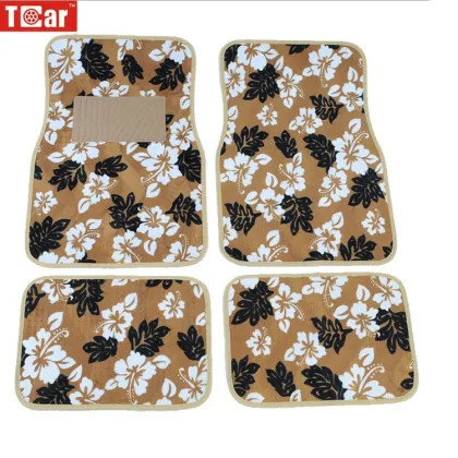 Leopard Print Flower Foot Mats - Universal Geometric Fancy Flower Car Mats