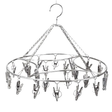 Round Stainless Steel Clothes Drying Rack - Clip Hanger for Socks, Towels, and Scarves