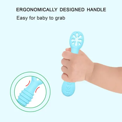 Baby Silicone Rice Paste Spoon with Hole for Easy Feeding