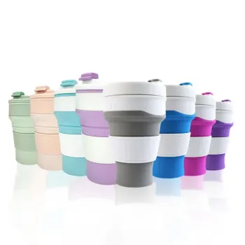 Factory Wholesale Portable, Foldable Travel Mugs with Lid - Perfect Gift for Coffee and Camping Enthusiasts (12oz)