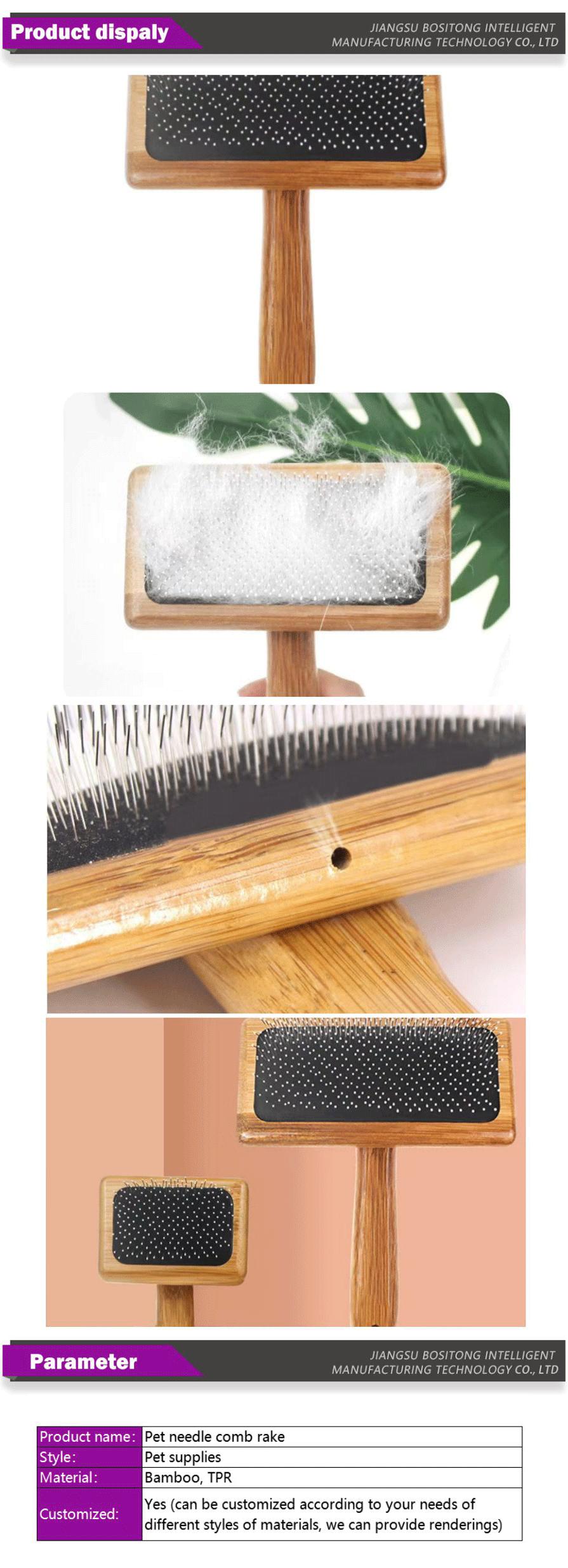 Open hair knots pet needle comb rake