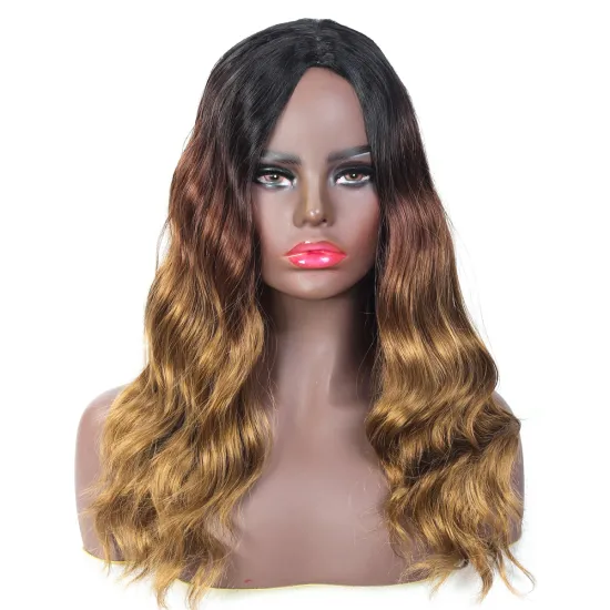 Long Body Wave Synthetic Wigs with Middle Parting For Women Heat Resistant Synthetic Fiber Wigs 24 inches Factory Whole Price