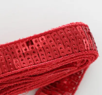 Red color lace tape sequin trimming